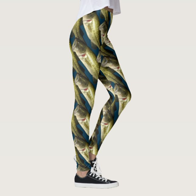 Navy Blue Bass Fish Womens Leggings (Right)