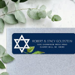 Navy Blue Bat Mitzvah Star of David Floral Address<br><div class="desc">Be proud, rejoice and showcase this milestone of your favourite Bat Mitzvah with this sophisticated, personalised return address label! A white Star of David, watercolor leaf, and modern san serif type overlay a navy blue background. Personalise the custom text with your name and address. Guaranteed to add stylish fun to...</div>