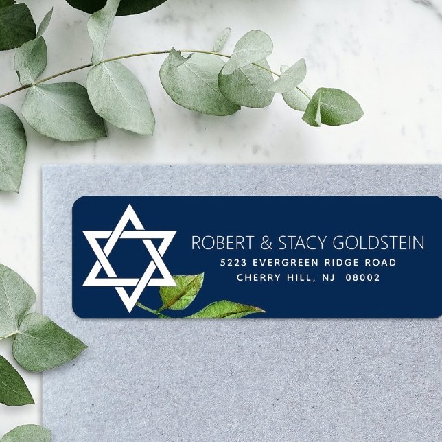 Navy Blue Bat Mitzvah Star of David Floral Address (Creator Uploaded)