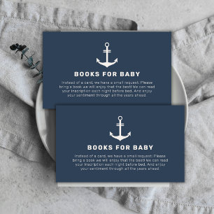 Navy Blue Beige Anchor Books For Baby Shower Enclosure Card