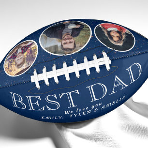 Navy Blue Best Dad Father`s Day 3 Photo Collage Football