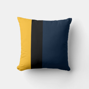Navy blue black and mustard yellow color block cushion