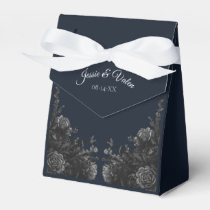 Navy Blue Black Floral Wedding  Favour Box