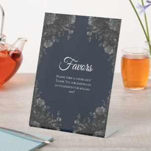 Navy Blue Black Grey Gothic Wedding Favours Sign