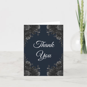 Navy Blue Black Grey Rose Gothic Wedding Thank You