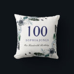 Navy Blue Black White Floral 100th Birthday Gift Cushion<br><div class="desc">Navy Blue Black White Floral 100th Birthday Gift

See matching collection in Niche and Nest Store</div>