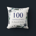 Navy Blue Black White Floral 100th Birthday Gift Cushion<br><div class="desc">Navy Blue Black White Floral 100th Birthday Gift

See matching collection in Niche and Nest Store</div>