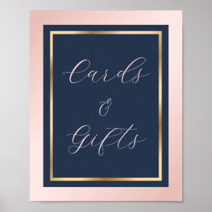 Navy Blue Blush and Gold Cards and Gifts Sign