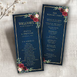 Navy Blue Blush Burgundy Gold Geometric Wedding Programme<br><div class="desc">Dark navy blue burgundy floral geometric wedding Invitation featuring elegant bouquet of navy blue, royal blue , white , blush, burgundy, marsala rose and sage green eucalyptus leaves and elegant gold glitter geometric neutral frame. Please contact me for any help in customisation or if you need any other product with...</div>