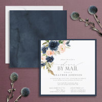 Navy Blue & Blush Floral Watercolor Shower Mail