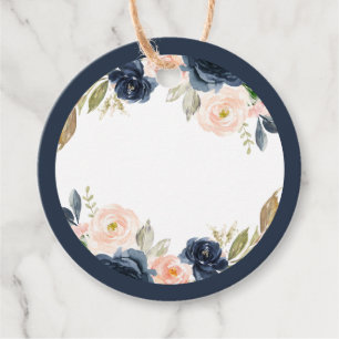 Navy Blue Blush Mimosa Juice Tags for Handwriting