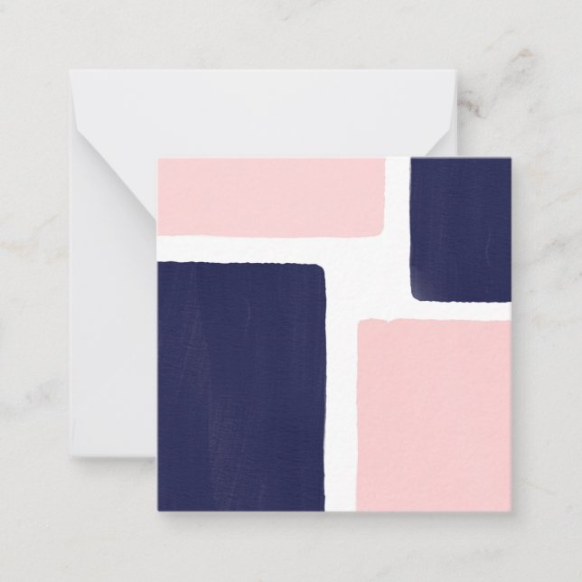 Navy Blue Blush Minimalist Colour Block Card (Front)