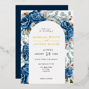 Navy Blue Blush Pink Dusty Floral Arch Wedding