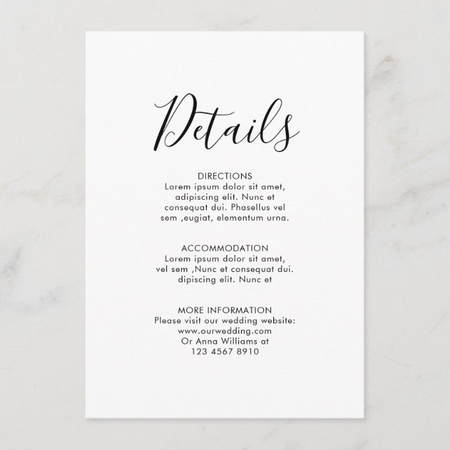 Navy Blue Blush Pink Rose Boho Wedding Details Enclosure Card (Front)