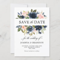 Navy Blue Blush Pink Rose Boho Wedding