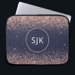 Navy Blue Blush Pink Rose Gold Glitter Monogram Laptop Sleeve<br><div class="desc">Blush Pink - Rose Gold and Navy Blue Faux Glitter and Sparkle Elegant Monogrammed Initials Case. This case can be customised to include your initial and first name.</div>