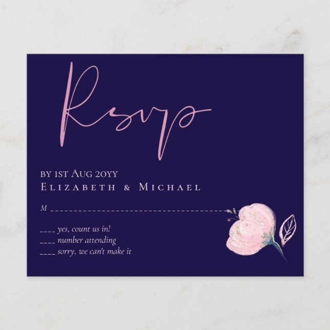 Navy Blue Blush Pink Rosegold Wedding Budget (Front)