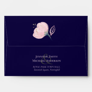 Navy Blue Blush Pink Rosegold Wedding Budget Envelope