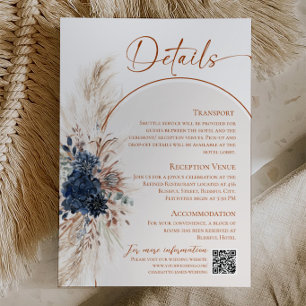 Navy Blue Boho Rustic Wedding Enclosure Card