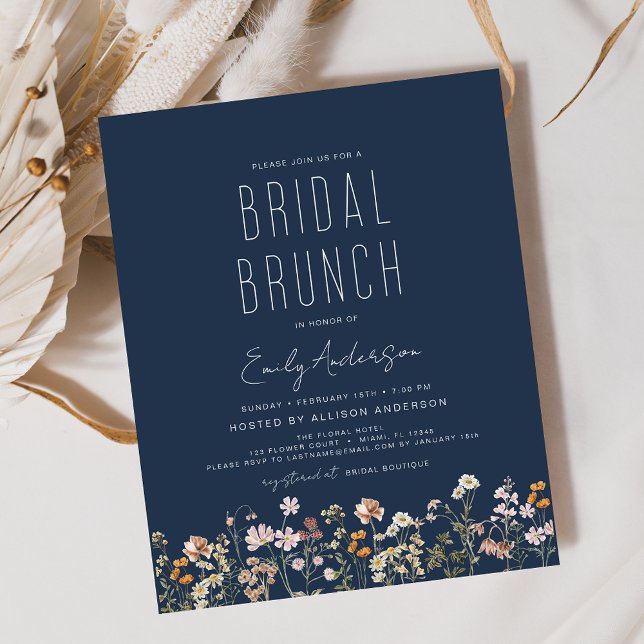 Navy Blue Boho Wildflower Bridal Brunch Shower (Creator Uploaded)