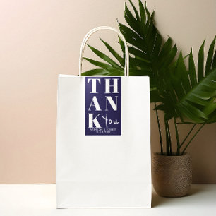 Navy Blue Bold Simple Thank You Wedding Favour Rectangular Sticker