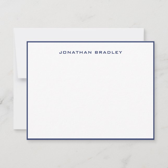 Navy Blue Border All Caps Full Name Card (Front)