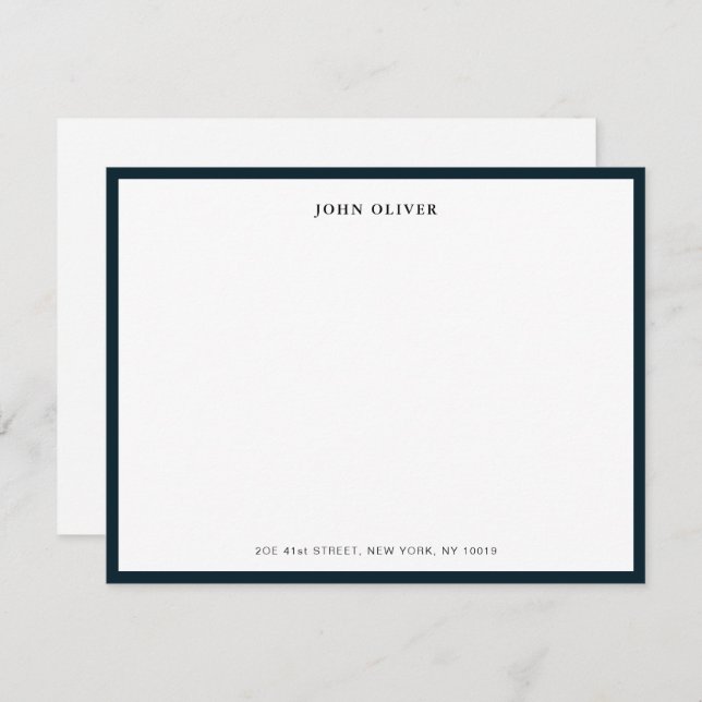 Navy blue border Formal Note Card (Front/Back)
