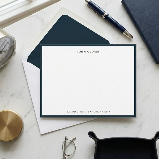 Navy blue border Formal Note Card (Creator Uploaded)
