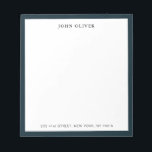 Navy blue border Formal Note pad<br><div class="desc">Personalised , Classic and elegant notepad with Navy blue border. You can easily change the font to any style or colour of your choice by clicking on "Edit this design template" boxes on the right hand side of the item, or click the blue "Customise it" button to arrange the text,...</div>