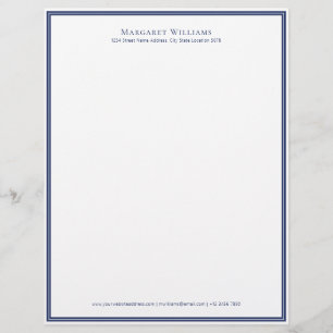 Navy Blue Border Office Professional Custom Letterhead