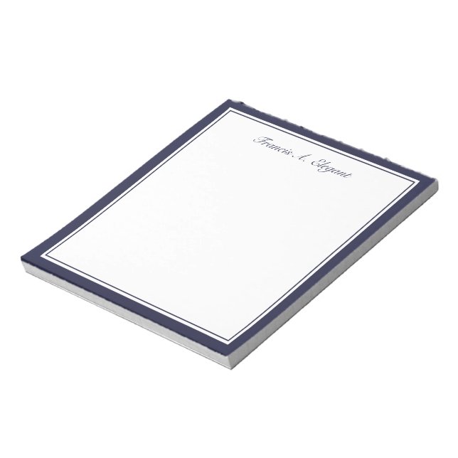 Navy Blue Border Personalized Note Pad (Rotated)