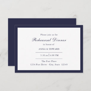 Navy Blue Border Rehearsal Dinner Invitations