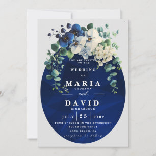 Navy Blue Botanical Floral Edit Invitation