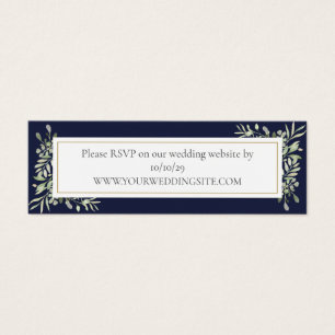 Navy Blue Botanical Greenery Wedding Website RSVP