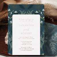 Navy Blue Botanical White Winter Wedding