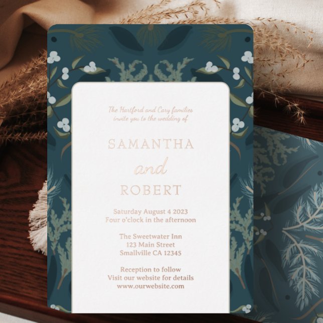 Navy Blue Botanical White Winter Wedding (Creator Uploaded)