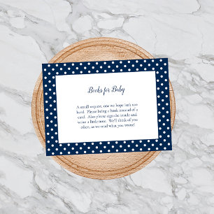 Navy Blue Bow Books For Baby Shower Game Enclosure Card