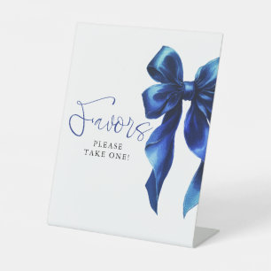 Navy Blue Bow Bridal Shower Favours Pedestal Sign