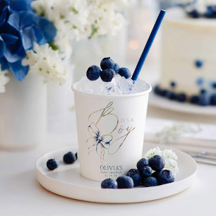 Navy Blue Bow It's A Boy Baby Shower Paper Cups