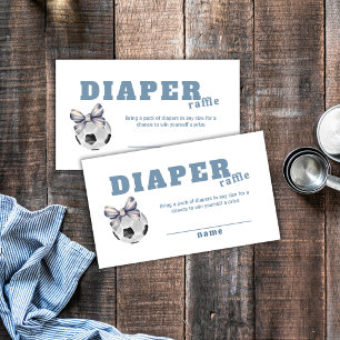 Navy Blue Bow Soccer Diaper Raffle Baby Shower  Enclosure Card