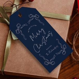 Navy Blue Bow Whimsical Unique Christmas Gift Gift Tags