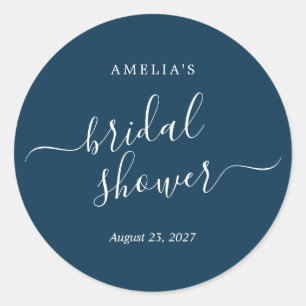 Navy Blue Bridal Shower Classic Round Sticker