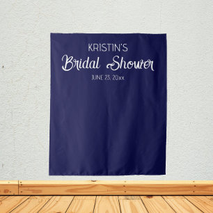 Navy Blue Bridal Shower Photo Backdrop Tapestry