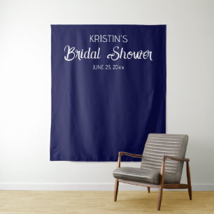 Navy Blue Bridal Shower Photo Backdrop Tapestry