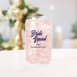 Navy Blue Bride Squad Bachelorette Party Can Glass