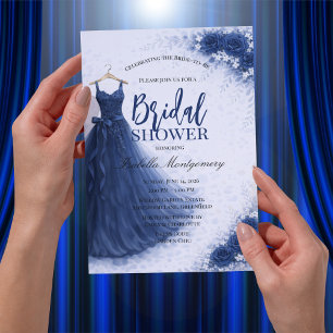 Navy Blue Bridesmaid Dress Bridal Shower Invitation