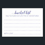 Navy Blue Bucket List Ideas Wedding Advice Cards<br><div class="desc">These charming wedding bucket list cards will be a perfect alternative to a traditional guest book. You'll have all the guests talking about the best ideas for the newlyweds to visit or do. These cards feature the navy blue words "bucket list Help us plan a lifetime of adventures" and includes...</div>