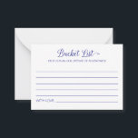 Navy Blue Bucket List Lifetime Adventures Wedding Advice Card<br><div class="desc">These charming navy blue bucket list cards will be a perfect alternative to a traditional wedding guest book. You'll have all your guests talking about the best ideas for you to visit or do in your life together as a married couple!</div>