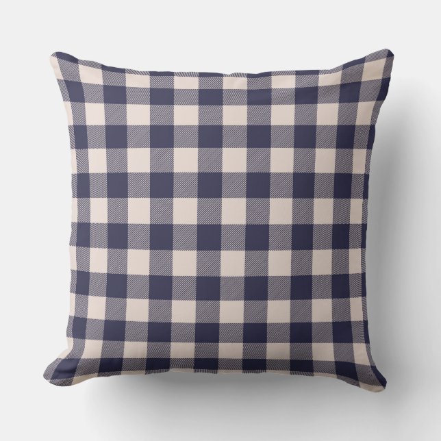 Navy Blue Buffalo Plaid | Urban Farmhouse Cushion (Front)