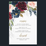 Navy Blue Burgundy Blush Pink Wedding Menu Cards<br><div class="desc">Design features beautiful watercolor floral elements (peony roses, several elegant English rose elements, etc) in shades of burgundy red, blush pink peach, navy blue and more over eucalyptus greenery, leaf elements, and more in shades of green, silver and antique gold. NOTE: If you change the size of this product, you...</div>